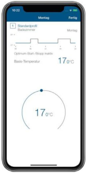 APP Screenshot ändern der Basistemperatur