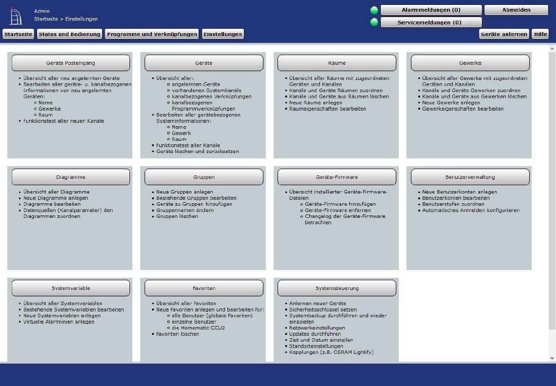 Homematic IP CCU 3 Bedienung