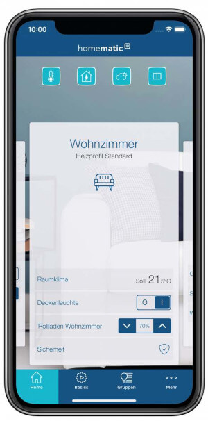 Homematic IP App - Screenshot Kachelansicht