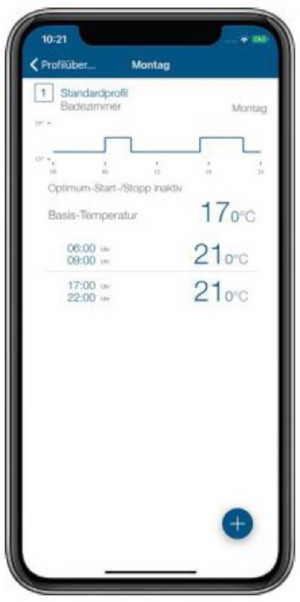 Screenshot Homematic IP App - Ansicht Heizprofil