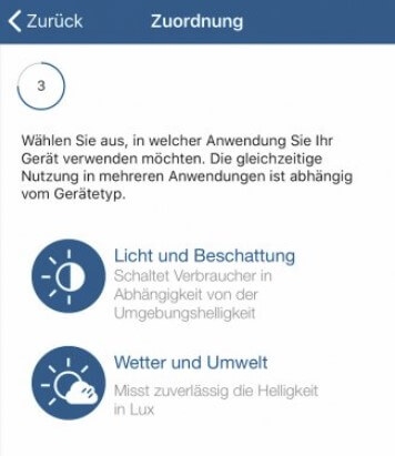 Homematic IP App - Screenshot Zuordnung