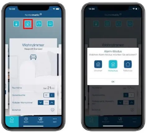 Screenshot - Homematic IP App - Alarmmodus aktivieren