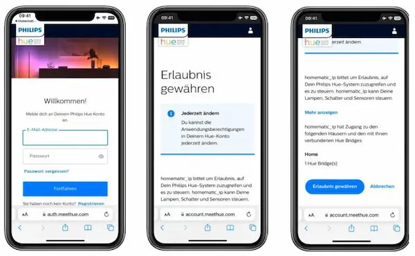 Screenshots - Einbindung Philips Hue - Start