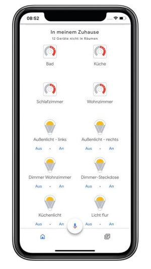 Google Home Geräteübersicht