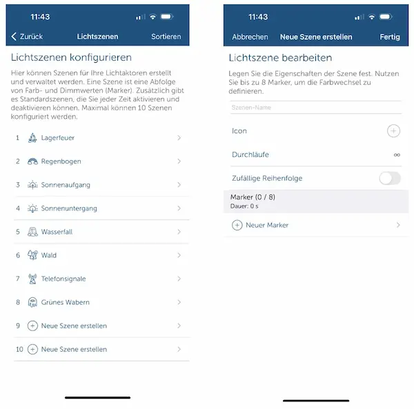 contronics Guide zum LED Controller - Screenshots - Lichtszenen