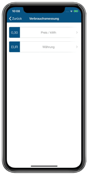 Screenshot Verbrauchsmessung