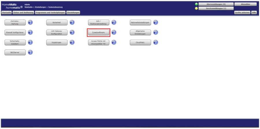 Screenshot Zusatzsoftware für TinyMatic auf CCU3 installieren - 1