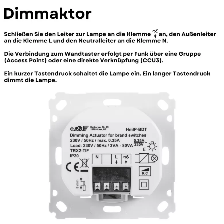 Homematic IP Dimmer Kreuzschaltung 4 Schaltstellen