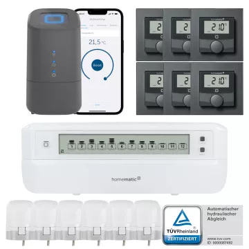 Homematic IP HCU Fußbodenheizungssteuerung motorisch für 6 Räume - anthrazit