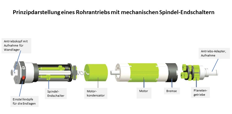 rohrmotor-wikipedia Aufbau eines Rohrmotors für Rollläden